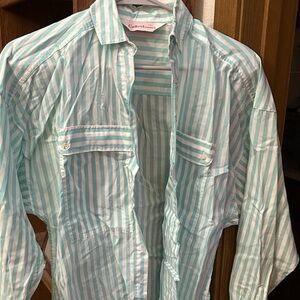 Women’s vintage top. Teal and white striped. Long sleeves. Rarely worn.